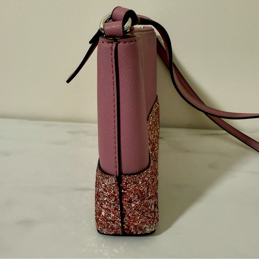 Kate Spade Greta Court Ramey Dusty Peony Glitter Crossbody - Picture 5 of 15